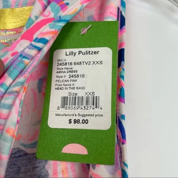 Lily Pulitzer Amina Pelican Pink Head in the Sand dress size XXS pima cotton - Picture 10 of 14